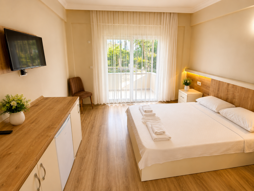 Comfort Oda,Bahçe Manzaralı,Klimasız, Balkonlu